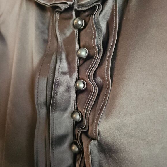 Talbot's Satin Sleeveless Blouse w/Classy Ruffle Accent - Size Petite L - Picture 7 of 9